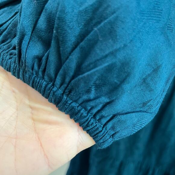 Universal Thread Cotton Tiered Puff Sleeve Mini Dress Blue Teal Boho Small - Picture 4 of 8